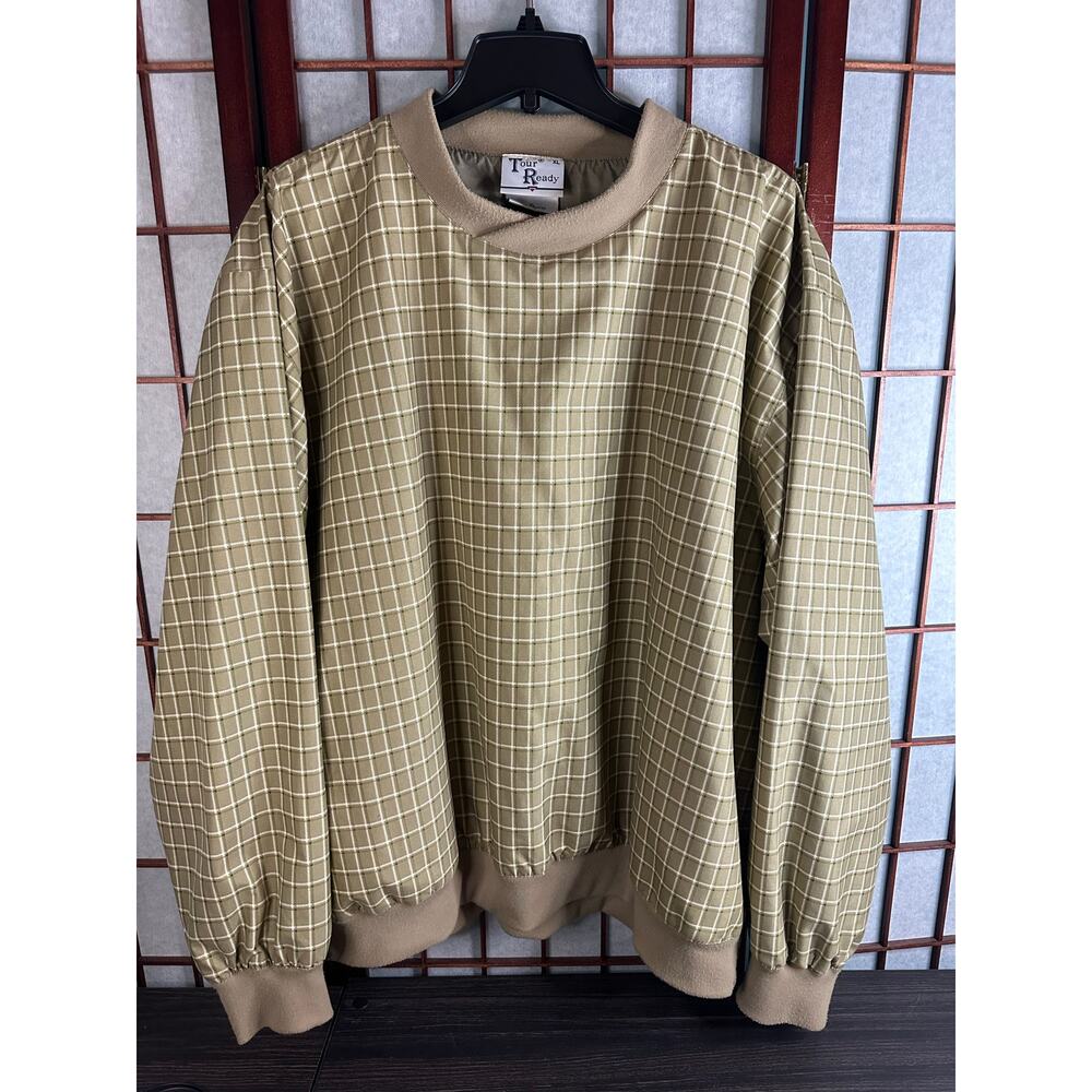 Golden Bear Tour Ready long sleeve lined golf windbreaker pullover plaid pattern
